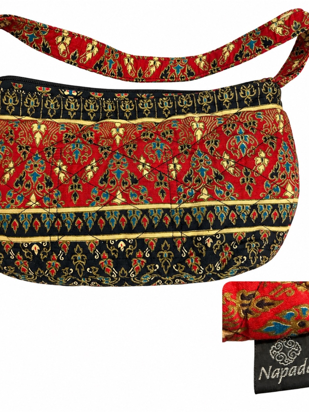 Napier Small Quilted Tapestry Floral Shoulder Bag Boho Purse